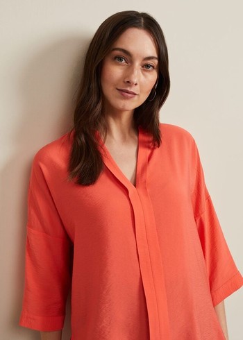 Phase Eight Cynthia Longline Shirts Coral USA | 8942653-TA